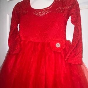 Red Lace & Tulle Flower-Accent Girls' Dress